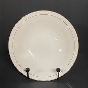Gibson Cream Vegetable Serving Bowl with Gold Trim